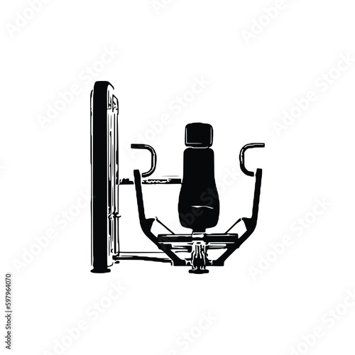 CHEST FLY MACHINE, CHEST PRESS MACHINE Vector, Gym equipment, Gym equipment isolated, Gym equipment vector, Gym equipment silhouette.