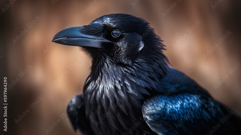Closeup image of Carrion crow (Corvus corone) black bird perched on road Closeup image of Carrion crow (Corvus corone) black bird perched on road