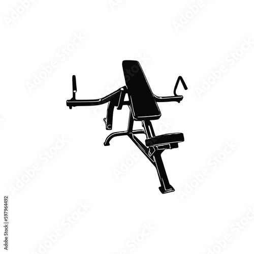 CHEST FLY MACHINE, CHEST PRESS MACHINE Vector, Gym equipment, Gym equipment isolated, Gym equipment vector, Gym equipment silhouette.