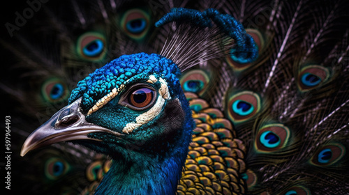 Closeup Peacock - peafowl with beautiful representative exemplar of male peacock in great metalic colors © Kailash Kumar