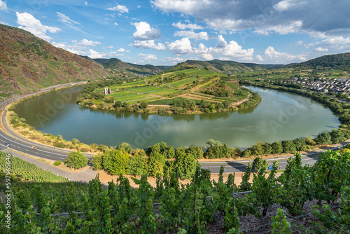 Stunning landscape of Moselle loop (Moselschleife bei) at Bremm, Rhineland-Palatinate, Germany