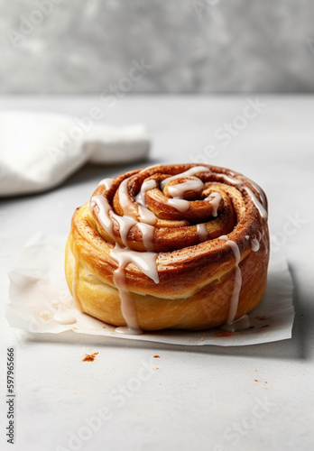 cinnamon roll for a styled food photography shoo, generative ai