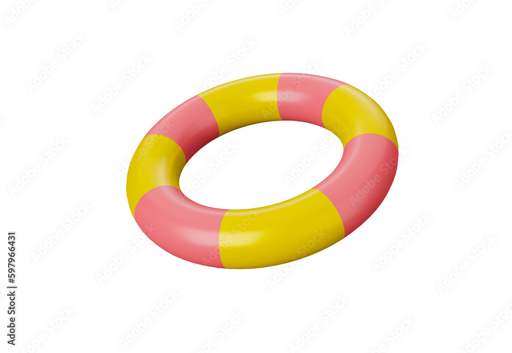 3D illustration lifebuoy ring yellow and pink isolated on transparent background 3D illustration lifebuoy ring yellow and pink isolated on transparent background