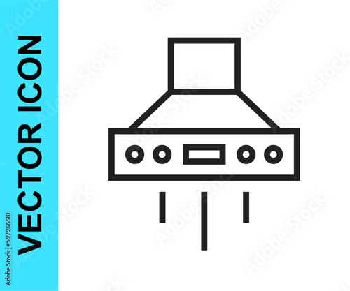 Black line Kitchen extractor fan icon isolated on white background. Cooker hood. Kitchen exhaust. Household appliance. Vector