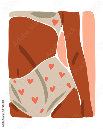 Hand drawn vector abstract trendy graphic contemporary modern art,aesthetic fashion illustration with bohemian,beautiful modern female,minimalistic trendy style. Vector summer woman body swimsuit.