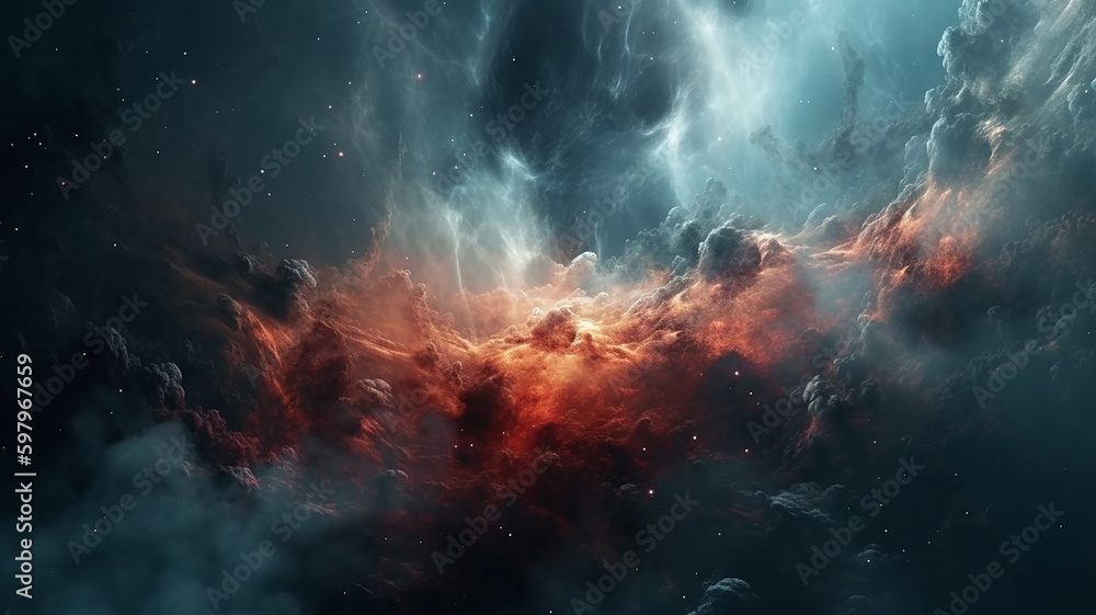 Nebula, abstract creation. Blurry background, template, Bokeh, Generative AI