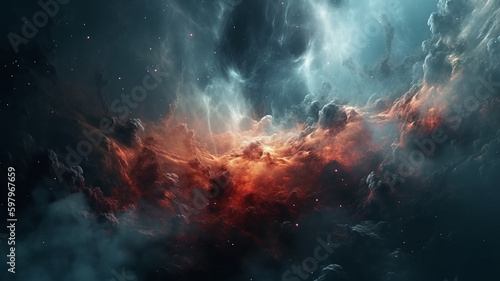 Nebula, abstract creation. Blurry background, template, Bokeh, Generative AI