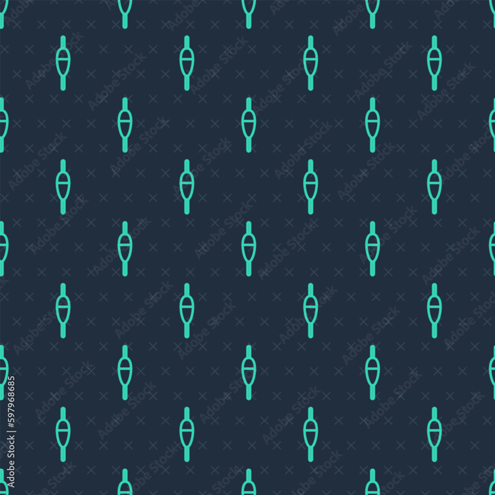 Green line Fishing float icon isolated seamless pattern on blue background. Fishing tackle. Vector Green line Fishing float icon isolated seamless pattern on blue background. Fishing tackle. Vector