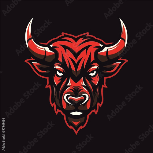 Aggressive Bull Illustration Logo Design for E-sport