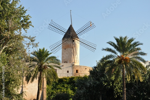 Espagne, Baléares, Palma de Majorque, moulin, patrimoine culturel.