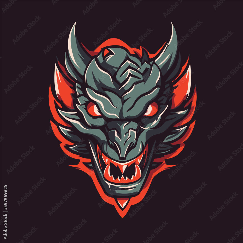 E-Sport Dragon Emblem Logo Design with Vector Illustration E-Sport Dragon Emblem Logo Design with Vector Illustration