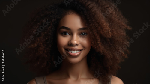 Face, beauty and satisfaction with a model black woman in studio to promote natural skin care. Generative AI