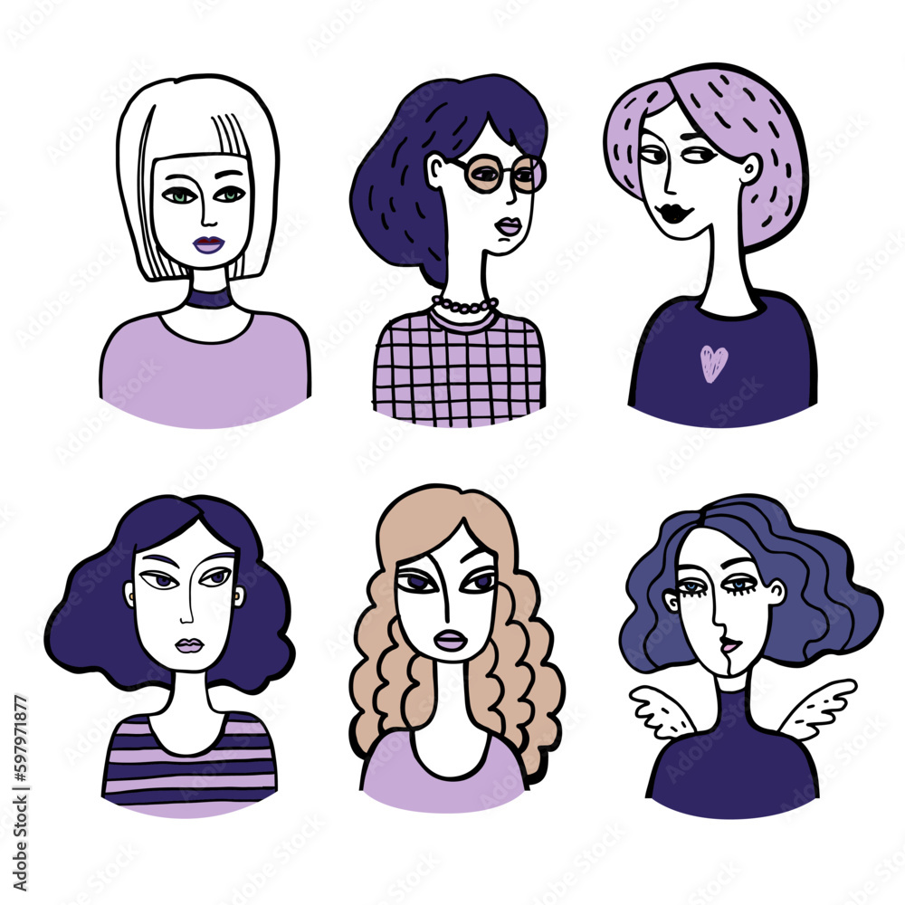 set of vector icons of women set of vector icons of women