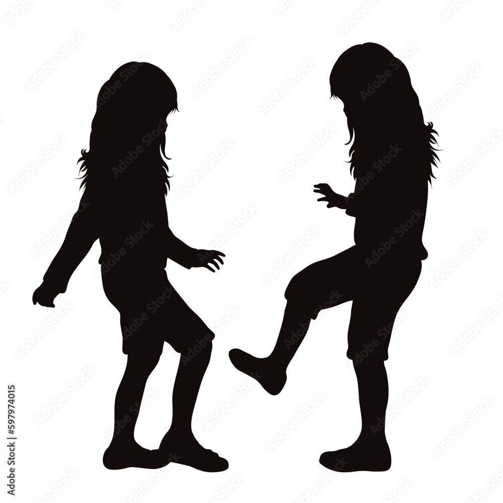 Vector silhouette of siblings on white background. Vector silhouette of siblings on white background.