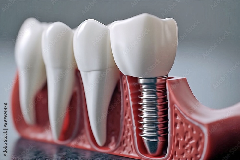 Close-up View of Dental Implants with Fitting Screws, Dental Surgery Detail, Generative AI Close-up View of Dental Implants with Fitting Screws, Dental Surgery Detail, Generative AI