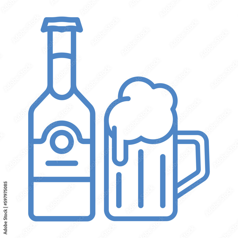 beer bottle with glass of beer vector illustration, beer bottle with beer mug line icon beer bottle with glass of beer vector illustration, beer bottle with beer mug line icon