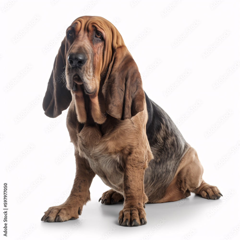 Bloodhound breed dog isolated on white background