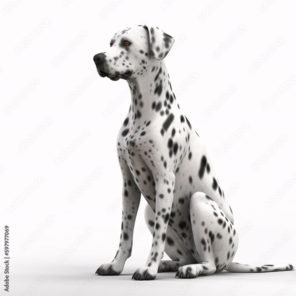 Dalmatian breed dog isolated on white background