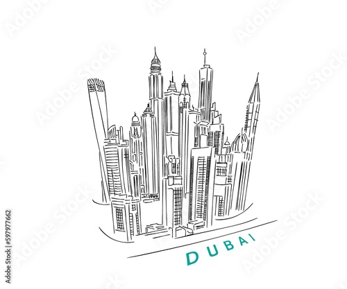 dubai skyscrapers line art