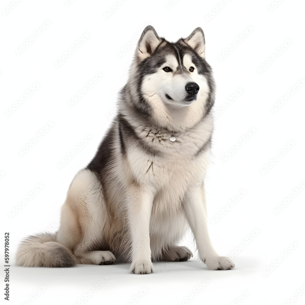 Alaskan Malamute breed dog isolated on white background
