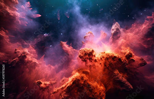Nebulae and stars, the mysteries of the universe, Generative AI