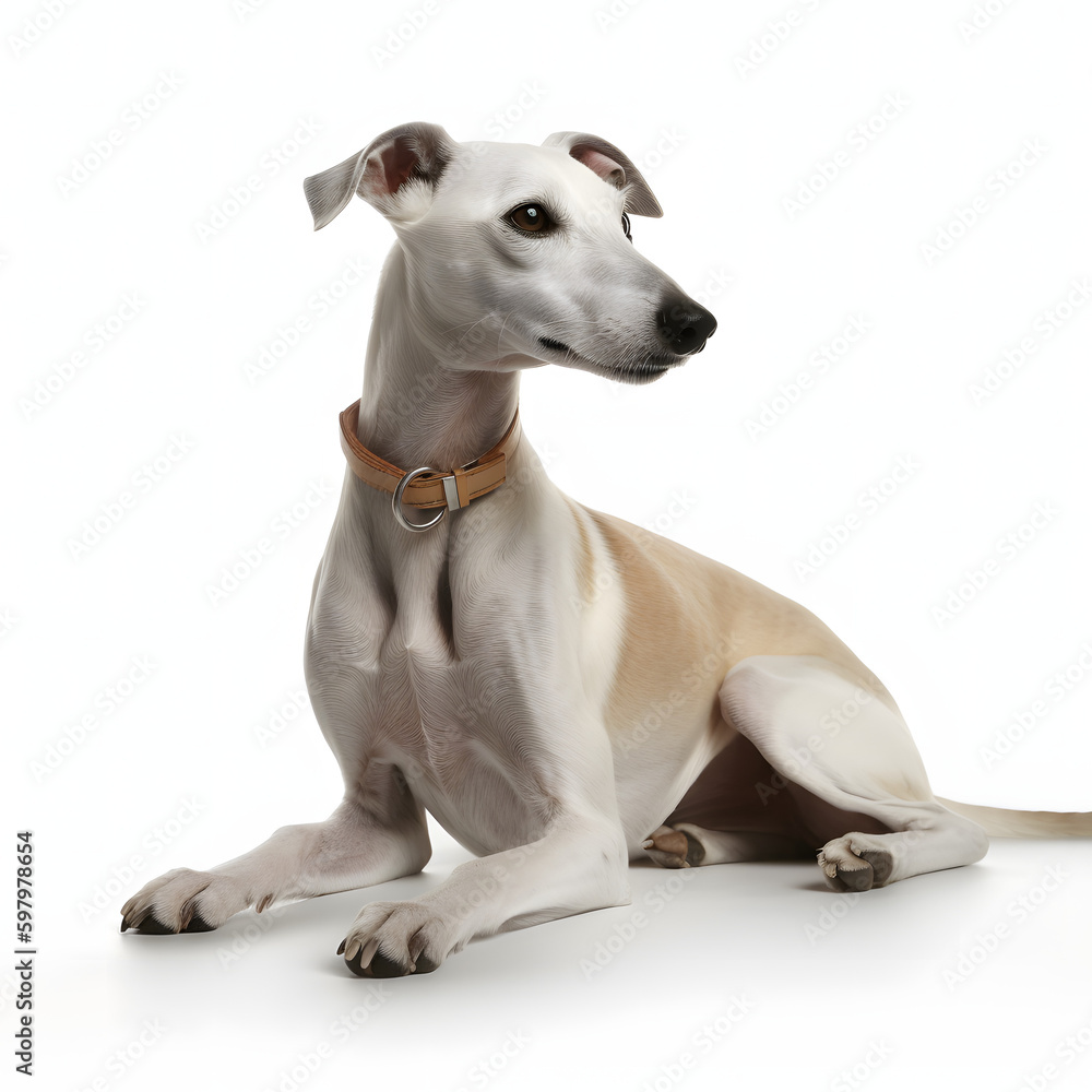 Whippet breed dog isolated on white background