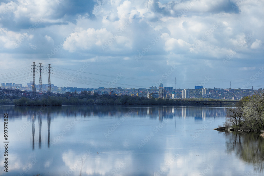 View on the Dnipro city and river Dnipro