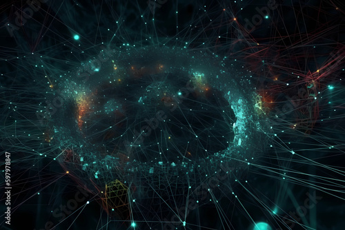 Abstract AI Network Background Circle Uhd. Created by Generative AI