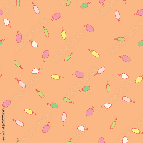 pastel colored ice popsicles toss vector pattern