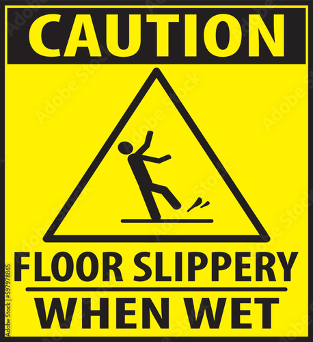 Floor slippery when wet sign vector eps photo
