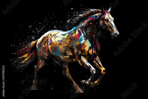 Abstract AI Quarter Horse Background Full Bodyshot. Created by Generative AI © KayMDesign