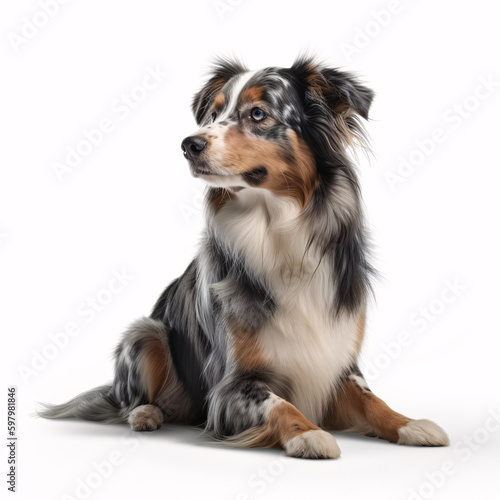 Miniature American Shepherd breed dog isolated on white background © TimeaPeter