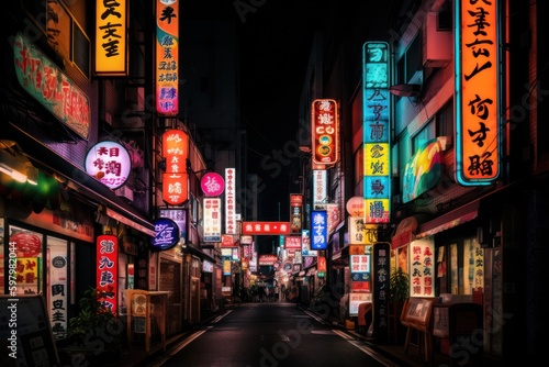Photography Tokyo Cyberpunk Street Scene, Vintage Tokyo Cyberpunk Poster Retro Design