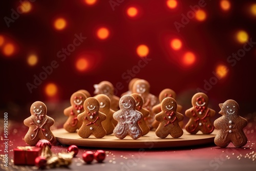 Realistic table decorated, Gingerbread MAN, generative AI