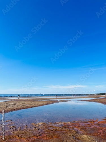 Fototapeta Naklejka Na Ścianę i Meble -  Blue seascape, sandy seascape, blue sky
