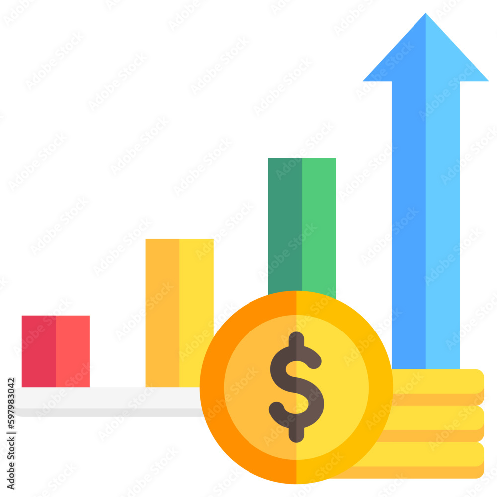 financial profit, financial report, bar chart, increase business and finance icons.