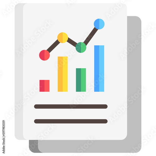 data analytics, graph with paper, financial report. business and finance icons.