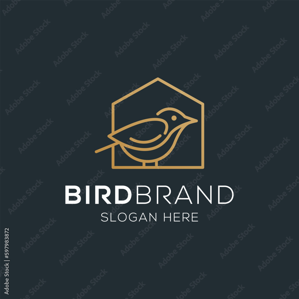 Bird vector logo. Fancy bird. Line vector logo design. Bird vector logo. Fancy bird. Line vector logo design.