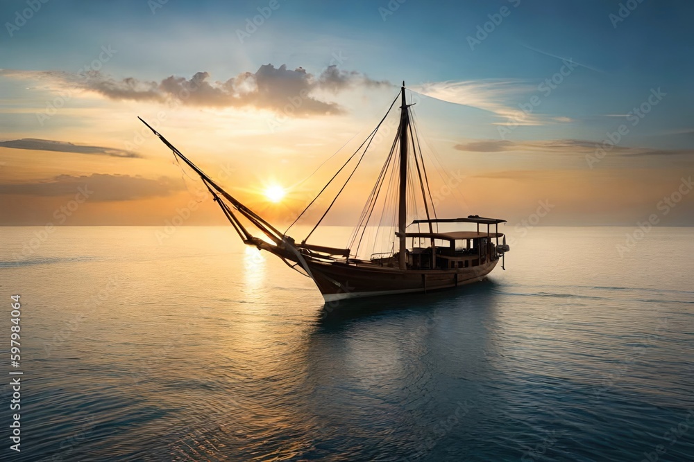 Serene sailing on a Zanzibar dhow. Generated by AI