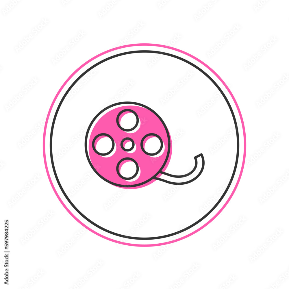 Filled outline Film reel icon isolated on white background. Vector Filled outline Film reel icon isolated on white background. Vector