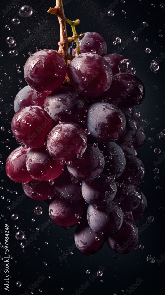 Fresh grape sameless background adorned, generative ai
