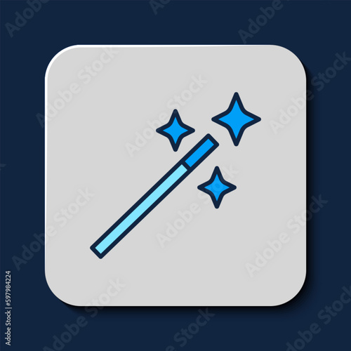 Filled outline Photo retouching icon isolated on blue background. Photographer, photography, retouch icon. Vector