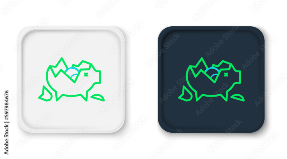 Line Broken piggy bank icon isolated on white background. Icon saving or accumulation of money, investment. Colorful outline concept. Vector Line Broken piggy bank icon isolated on white background. Icon saving or accumulation of money, investment. Colorful outline concept. Vector