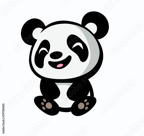 Fototapeta Naklejka Na Ścianę i Meble -  Cute little happy panda logo