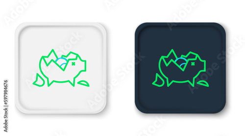 Line Broken piggy bank icon isolated on white background. Icon saving or accumulation of money, investment. Colorful outline concept. Vector