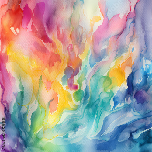 Rainbow  Abstract Water Color Background  Multicolor 