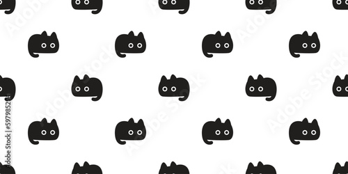 cat seamless pattern black kitten calico neko vector pet cartoon gift wrapping paper tile background repeat wallpaper doodle scarf isolated illustration design