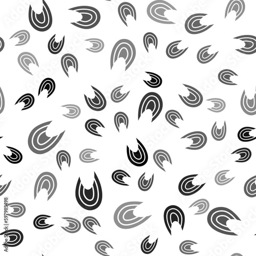 Black Fish steak icon isolated seamless pattern on white background. Vector