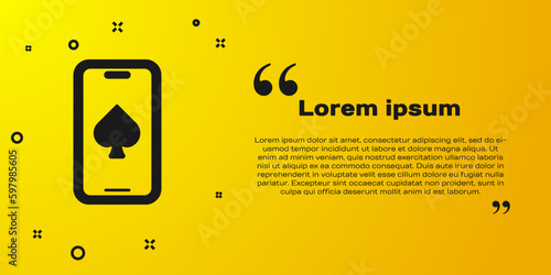 Black Online poker table game icon isolated on yellow background. Online casino. Vector