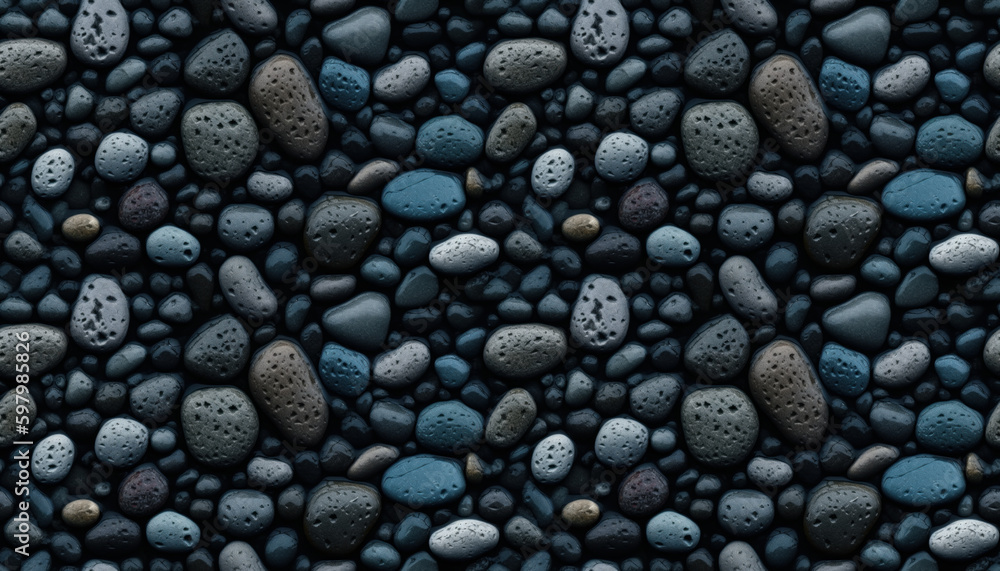 pebbles and soil, stone in dark colors. Generative AI pebbles and soil, stone in dark colors. Generative AI
